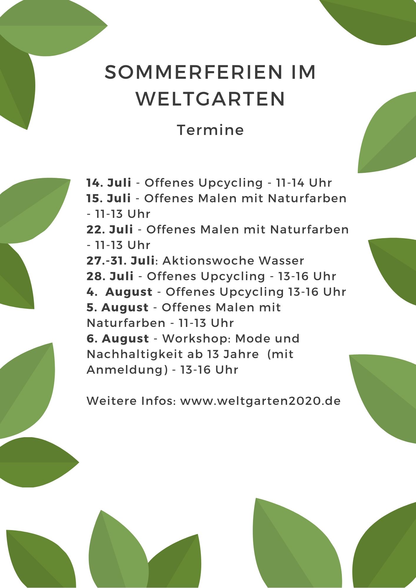 Termine Sommerferien